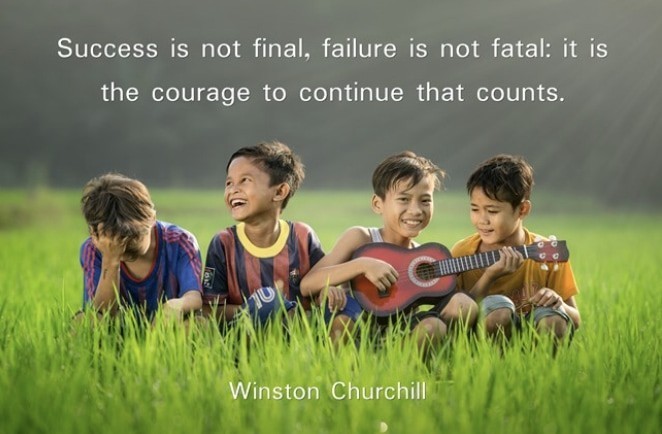 A motivational quote by Winston Churchill