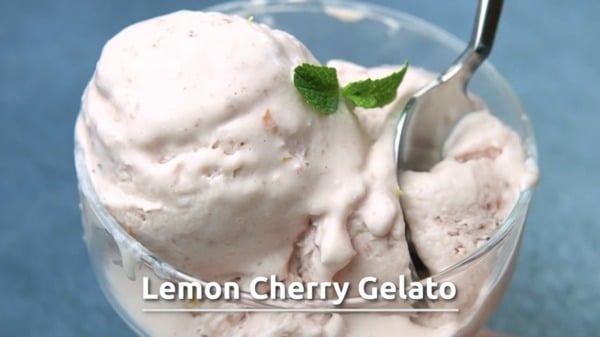Prepared lemon cherry gelato