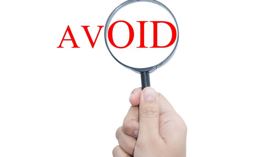 The word avoid written in red letters