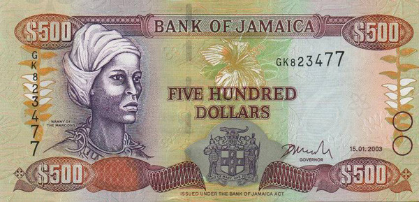 Five hundred Jamaican dollar bill