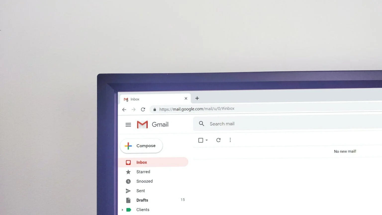 A Laptop displaying the Gmail interface with shortcuts