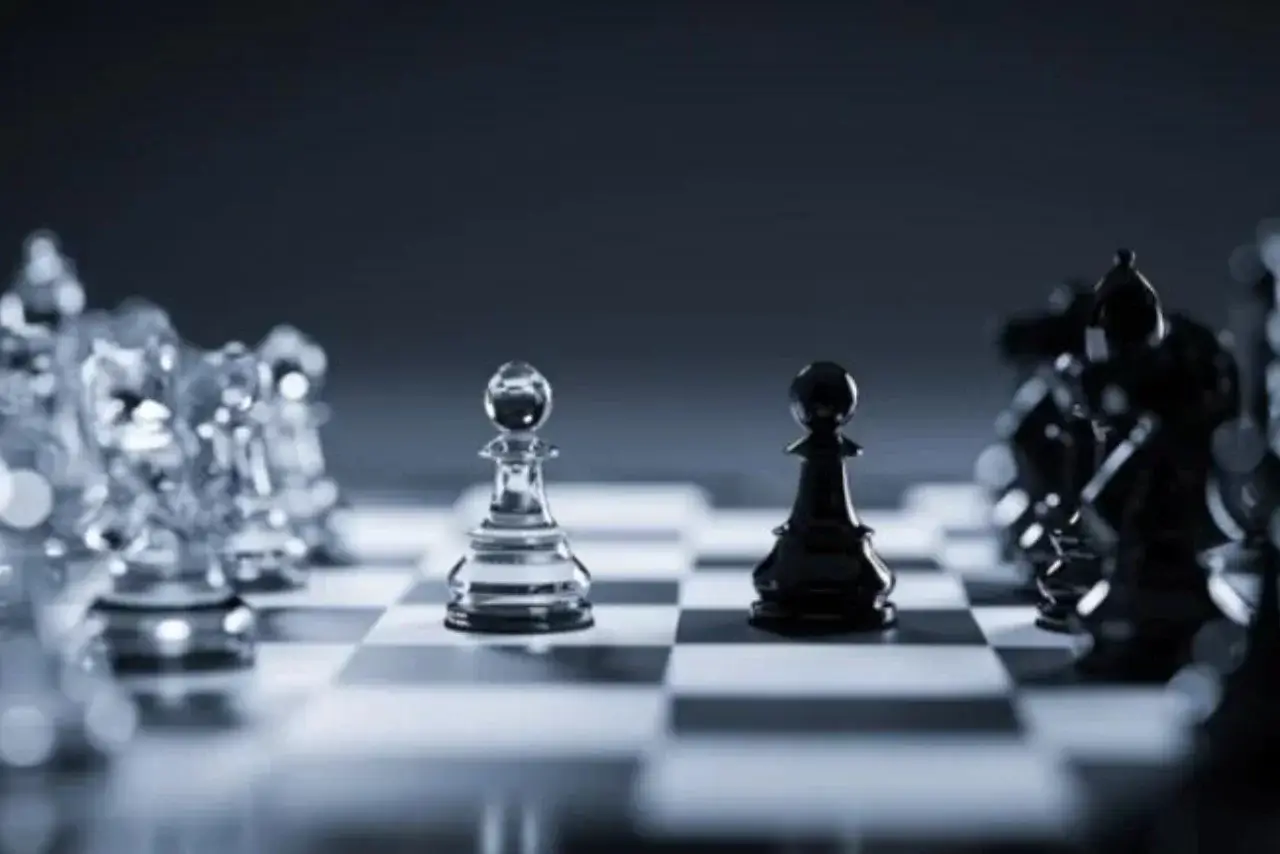 A captivating chess position after a daring sacrifice on the board
