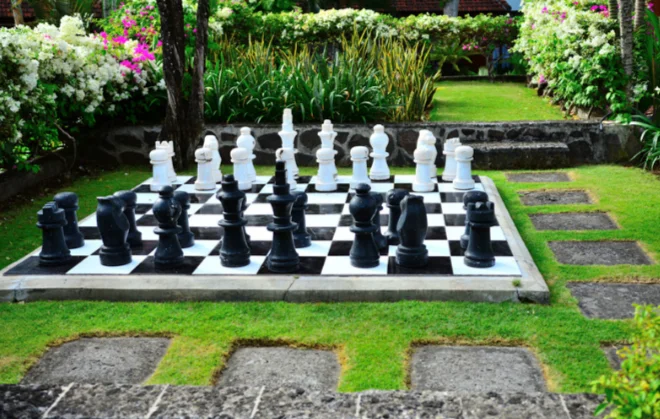 A chessboard setup showcasing a counter to a fianchetto strategy