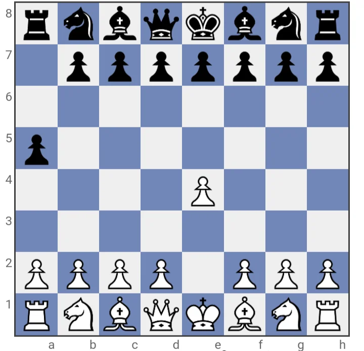 Black's Pawn advances to A5, a suboptimal opening decision