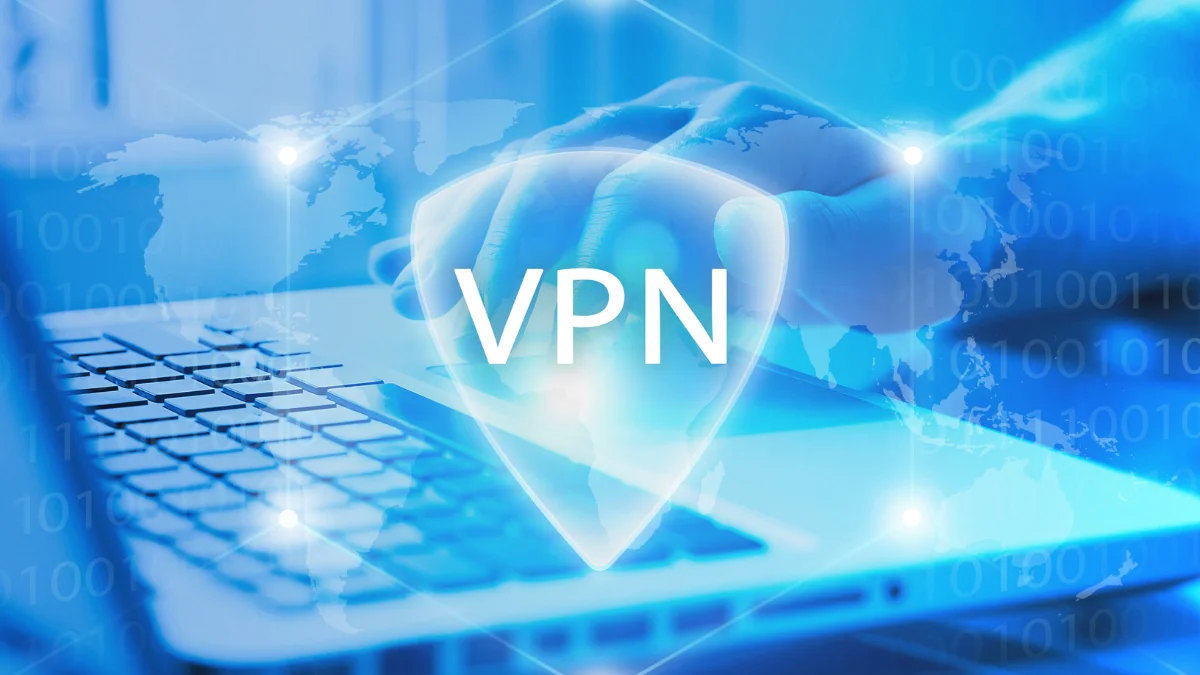 image symbolizing website security through the use of a VPN, featuring a shield and interconnected nodes, highlighting the importance of VPNs for safeguarding websites