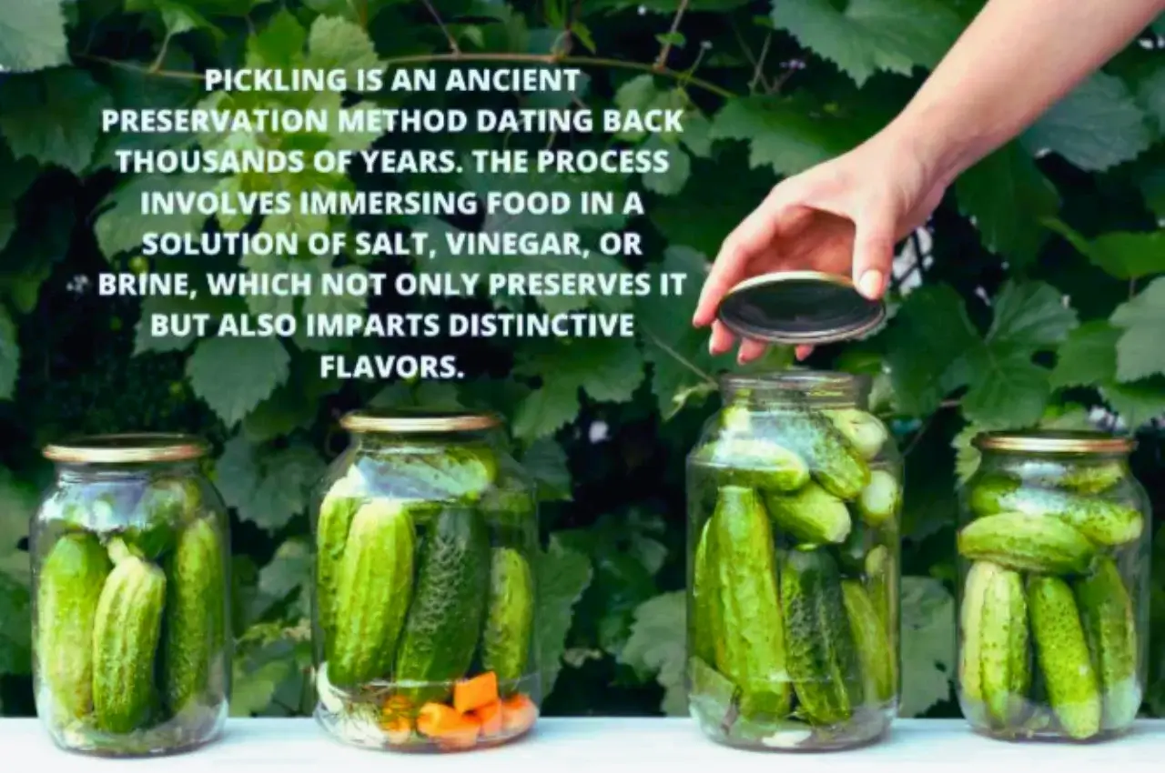 Jars of pickle from many countries, showcasing different varieties with fruits and vegetables