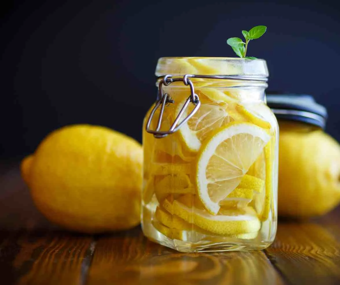 Moroccan preserved lemons in a jar
