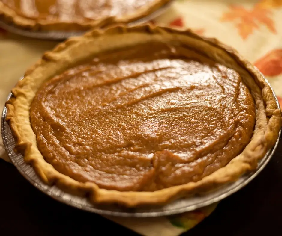 Beautiful and delicious sweet potato pie on a kitchen table