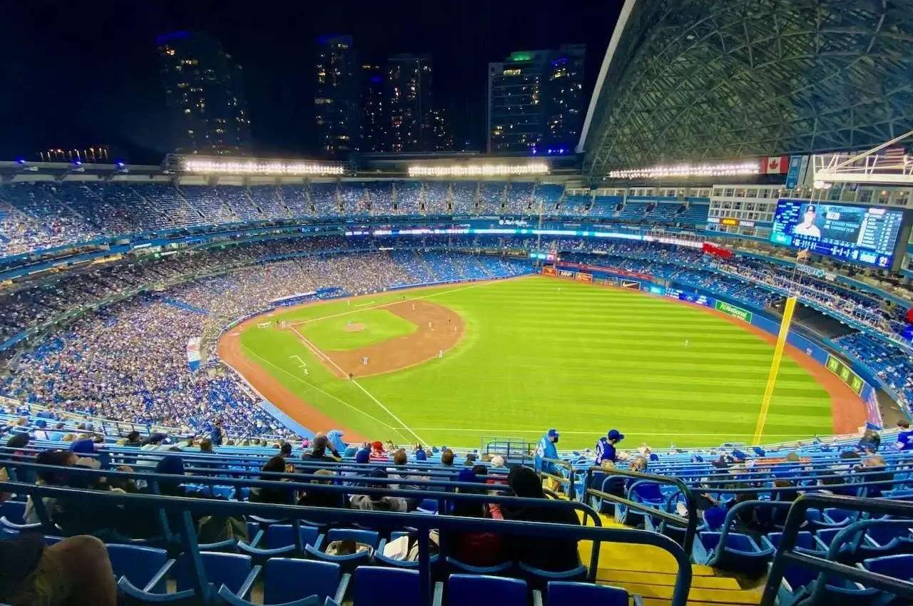 Photo of the Los Angeles Dodgers visiting the Toronto Blue jays, a rare interleague matchup in baseball