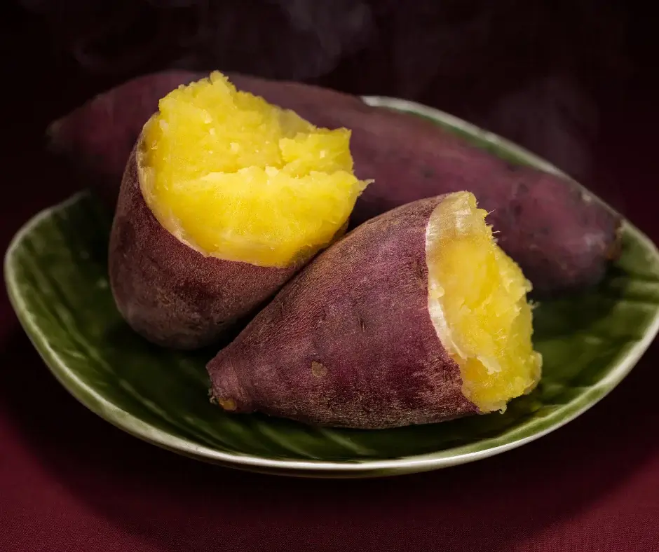 Prepared baked sweet potato on a plate