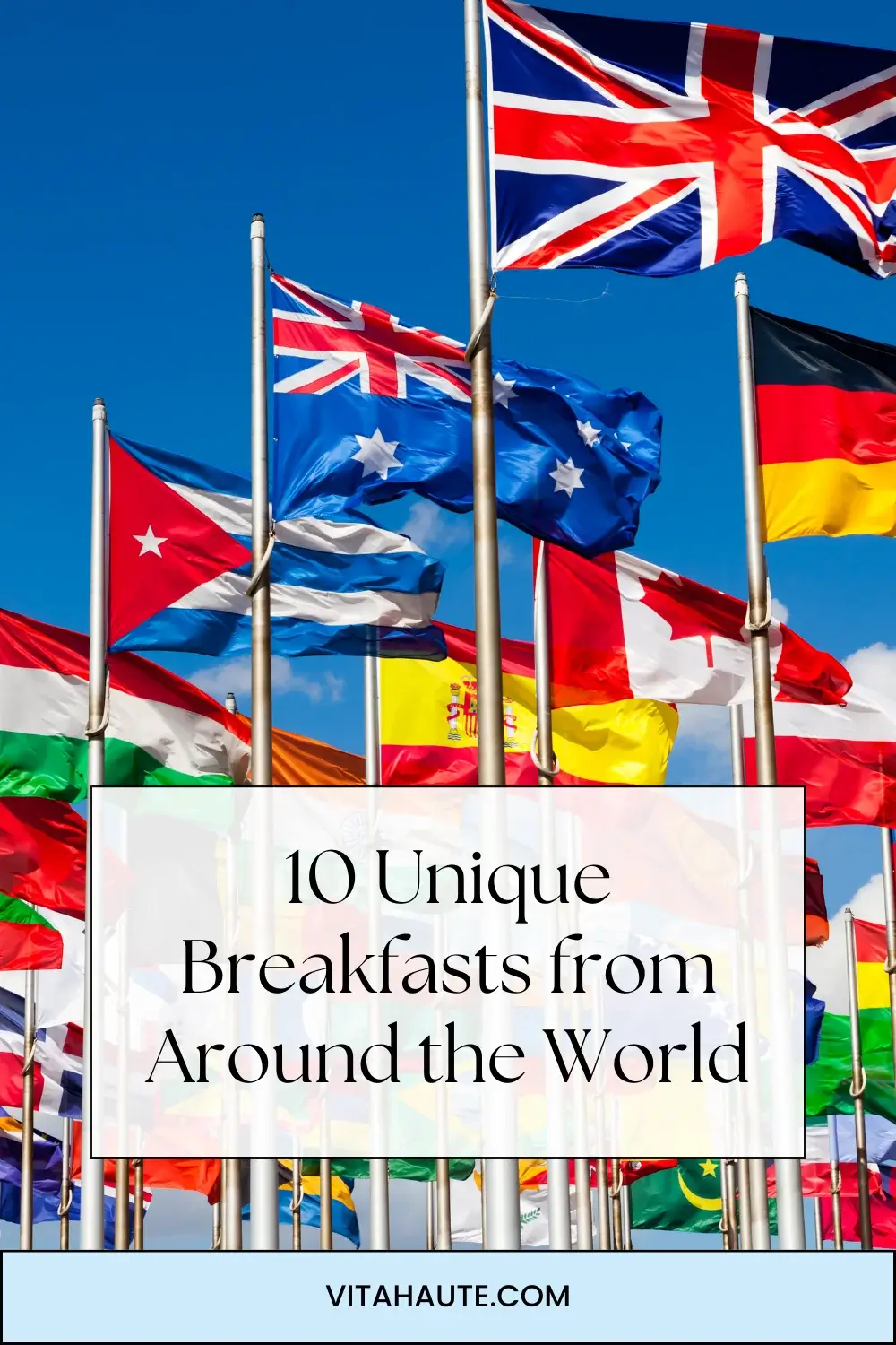 A variety of breakfasts from around the world on a table