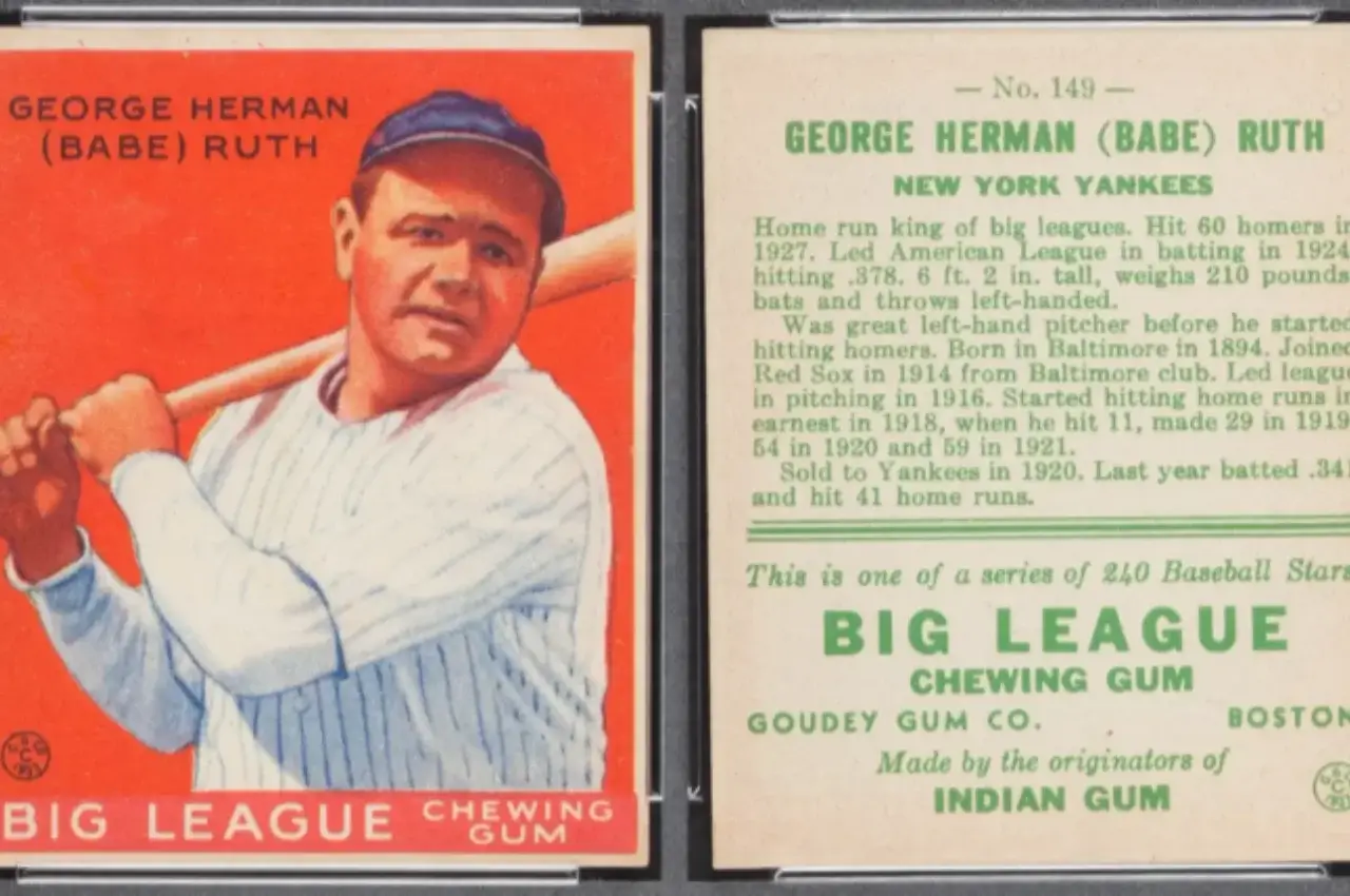 A baseball card of Babe Ruth