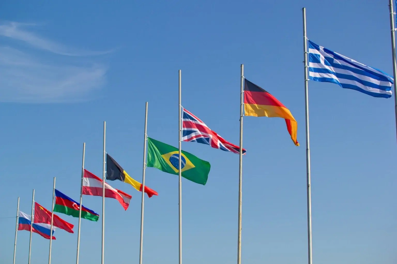 Dozens of beautiful flags of different countries