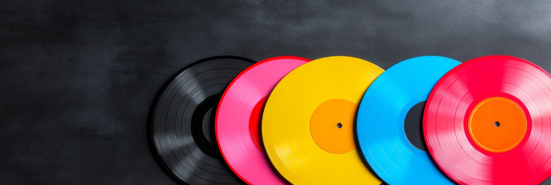 Colorful collection of vinyl records