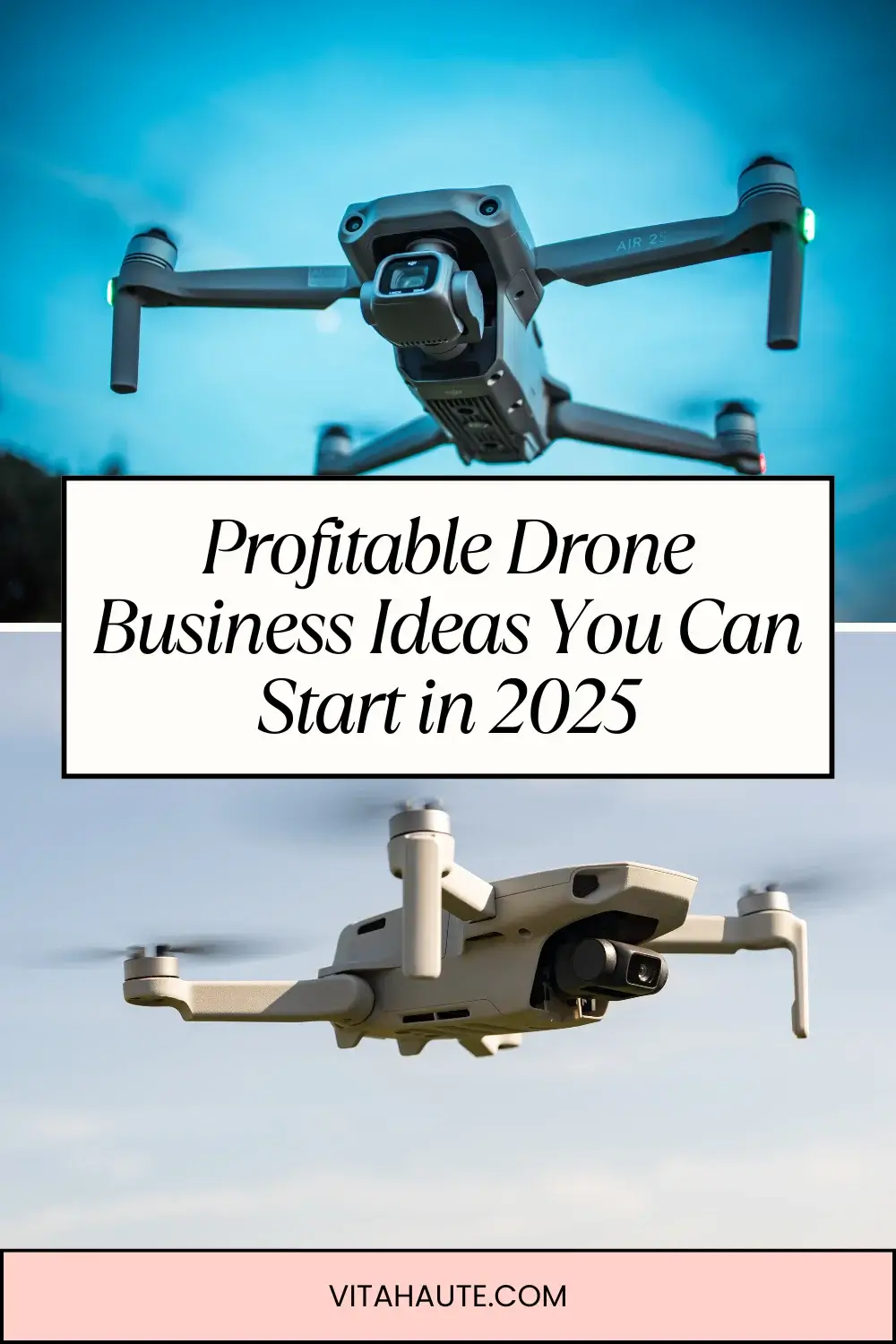 Drones flying in the sky