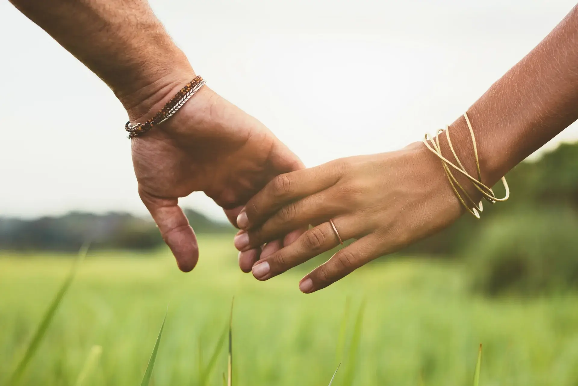 A couple holding hands