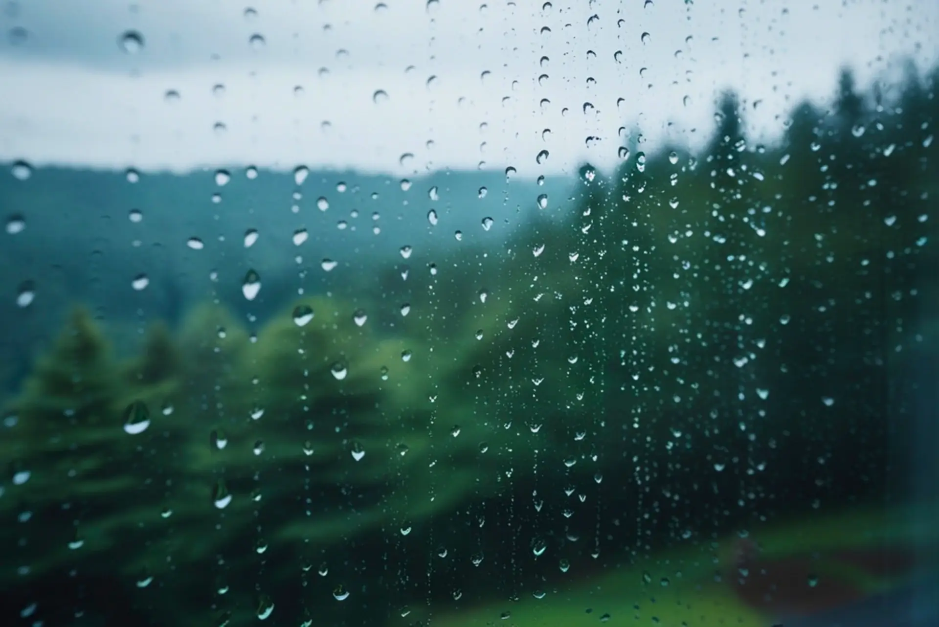 Rainstorm outside of a window