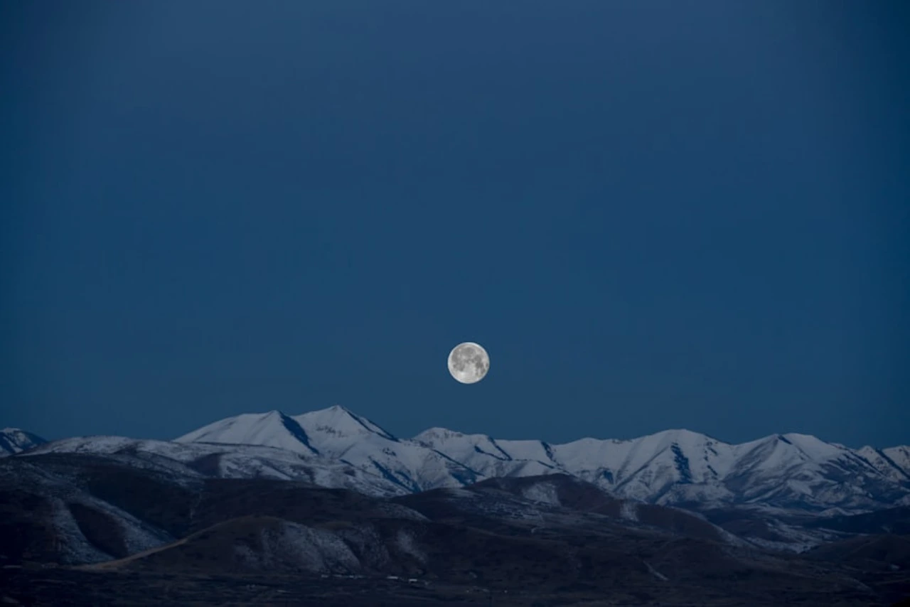 Full moon in the night sky