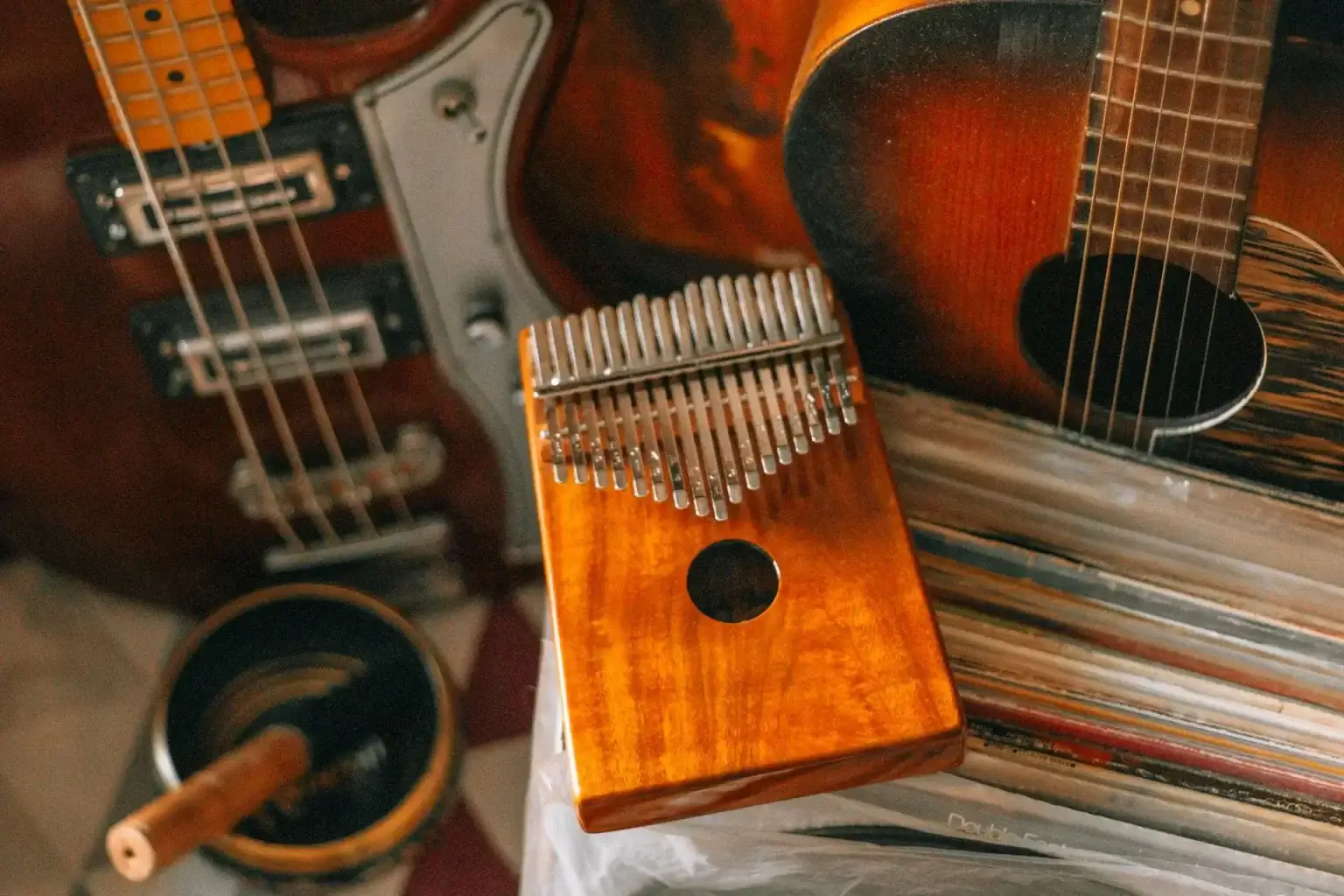 A collection of unusual musical instruments from different cultures