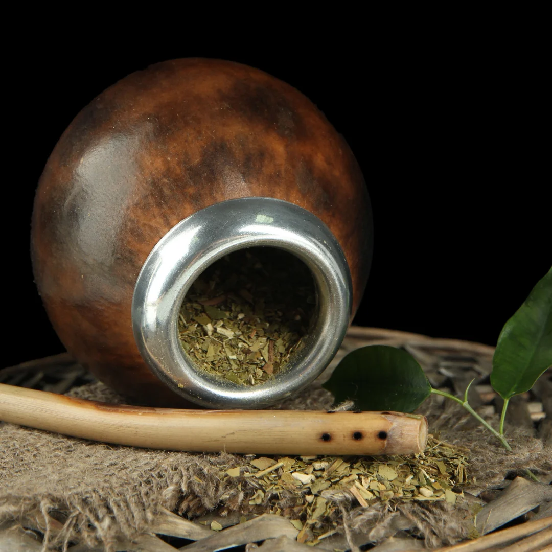 Brazilian chimarrão yerba mate in gourd cup
