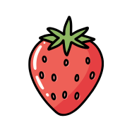 Fresh ripe strawberry with green leaves