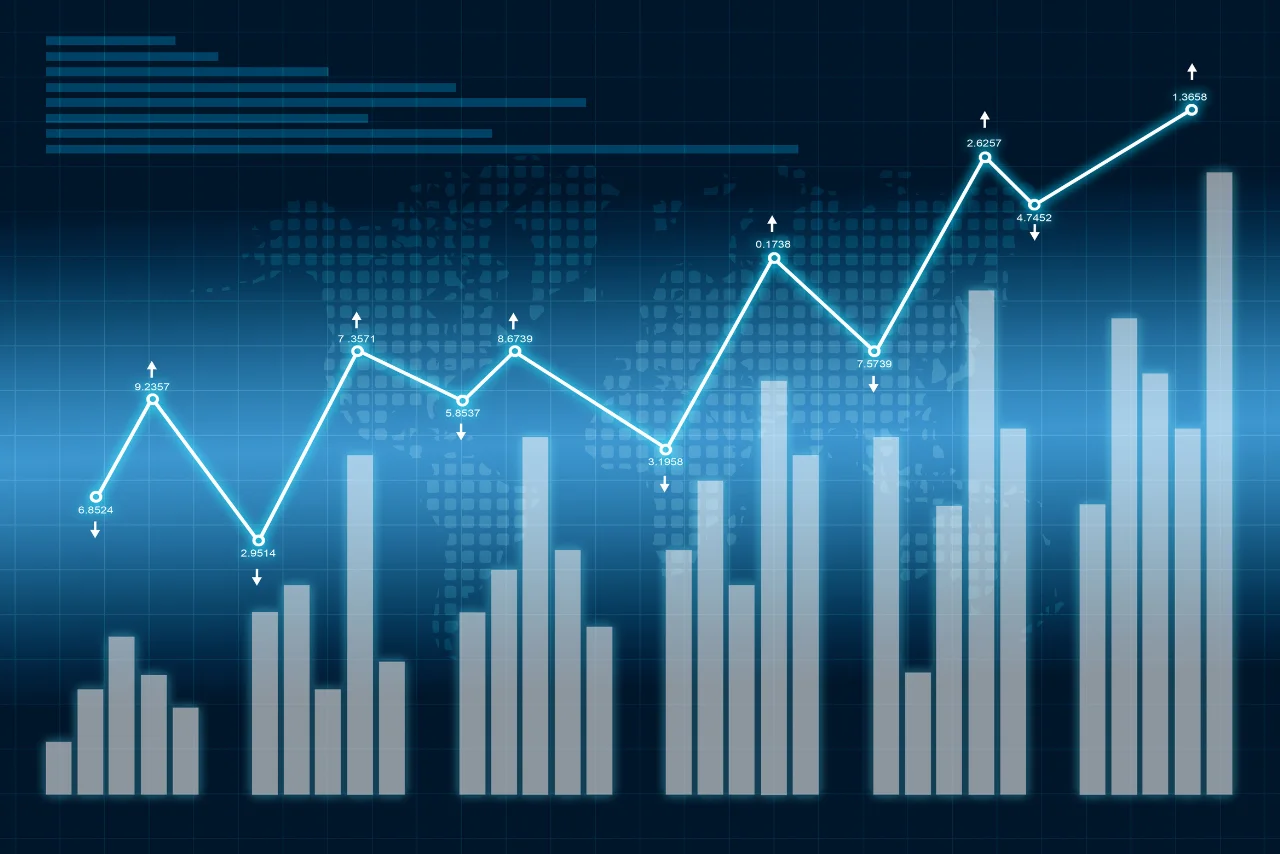 Investment chart with upward trend