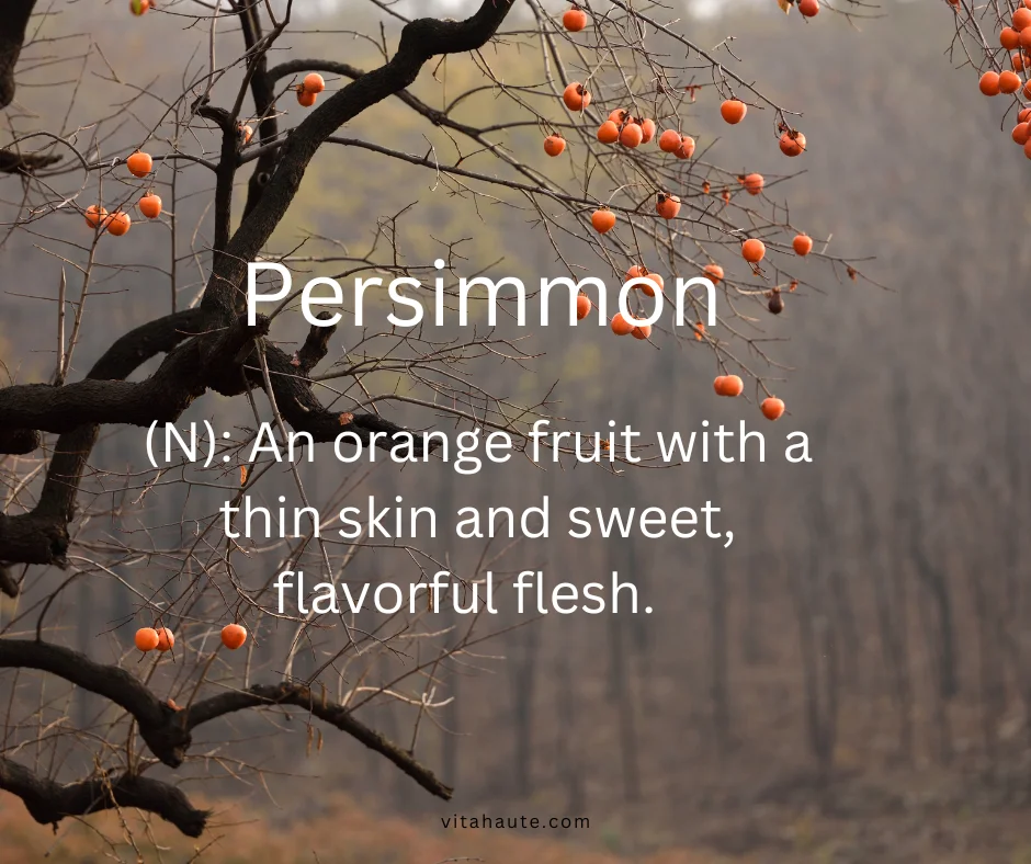 Ripe persimmons hanging from a tree