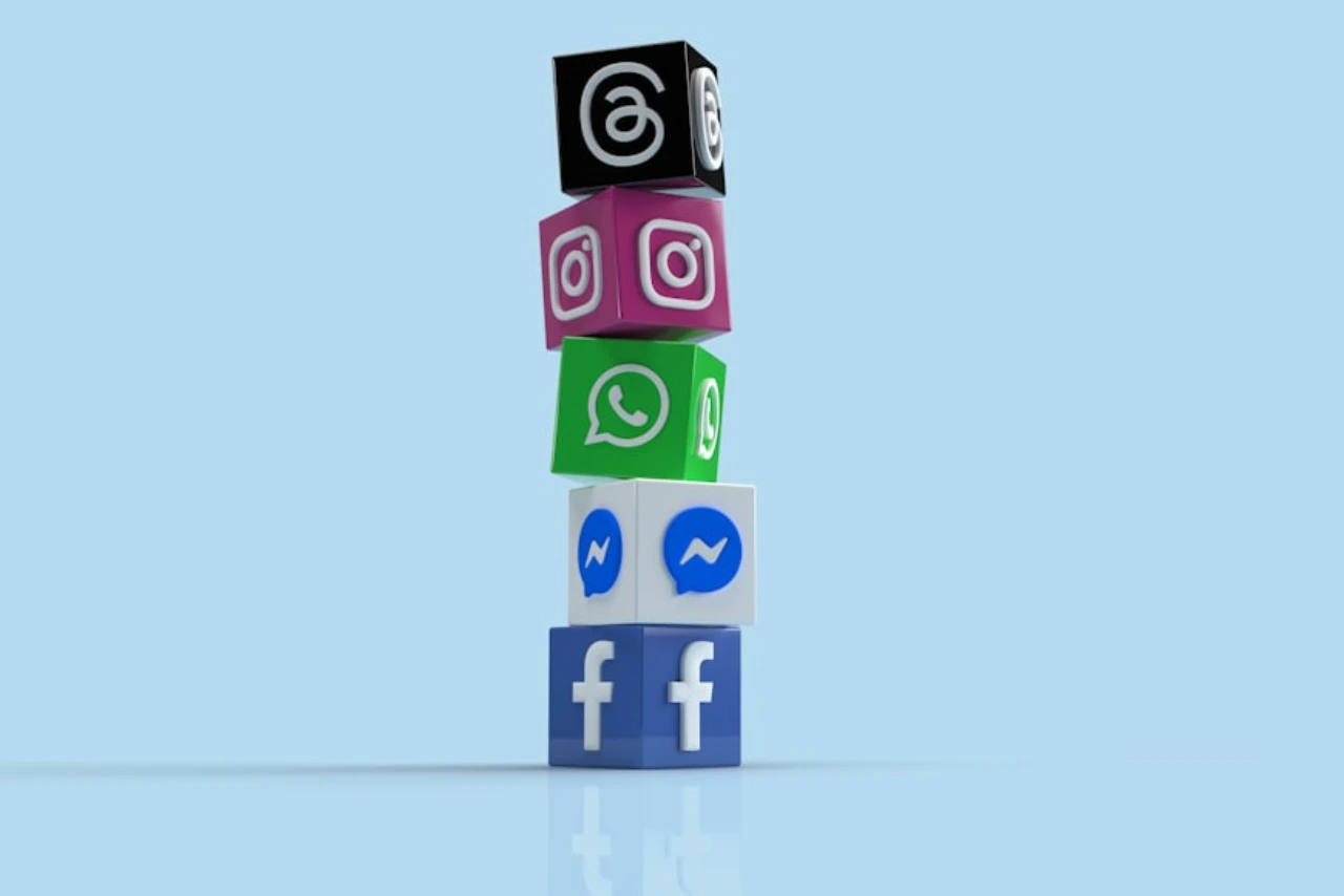 Social media icons displayed on a smartphone screen