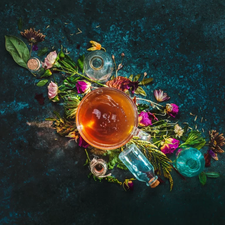 Vietnamese lotus green tea in a teacup