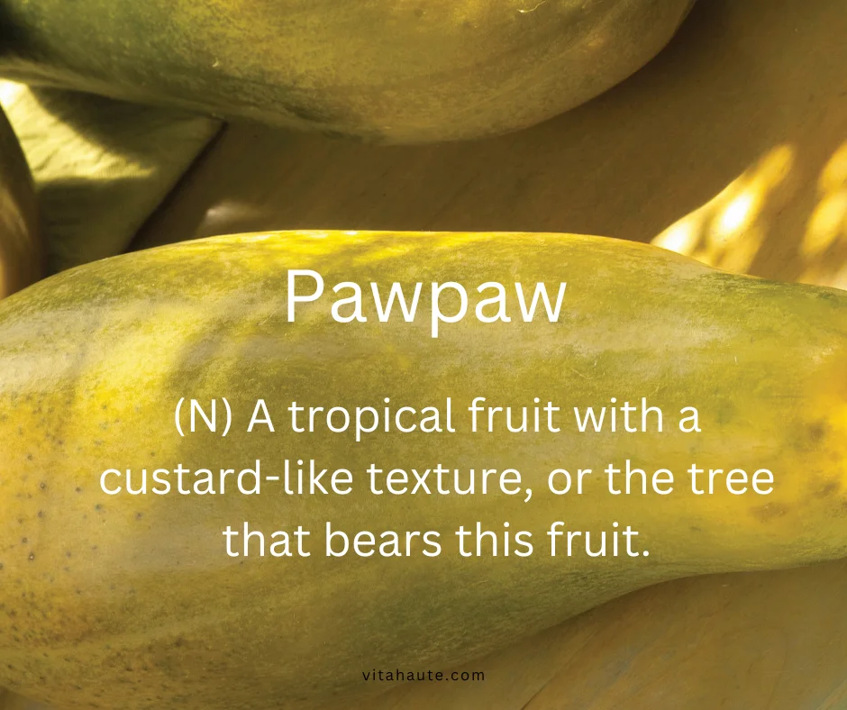 Pawpaw shown on a pastel-colored clean typography card