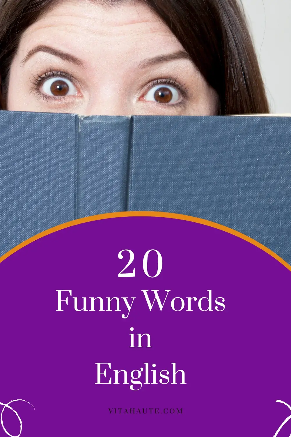 Pinterest graphic listing 20 rare English words with clean educational layout