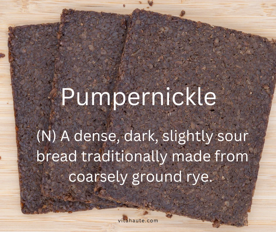 Pumpernickel displayed on a soft neutral design card with playful styling