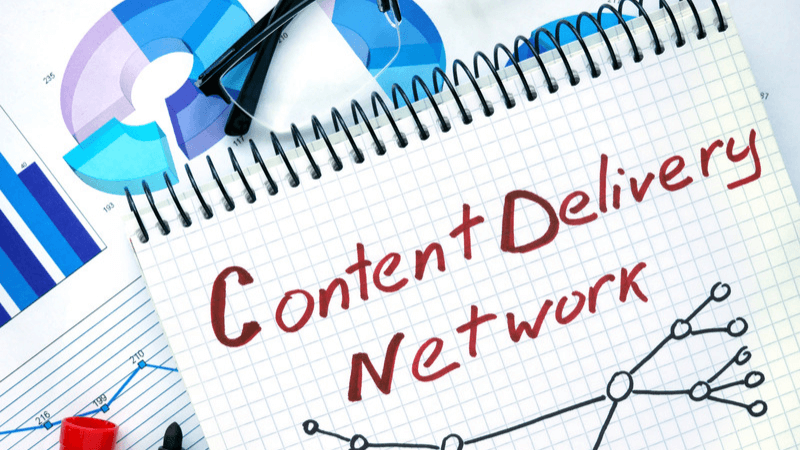 Notebook displaying the term content delivery network for improving website speed