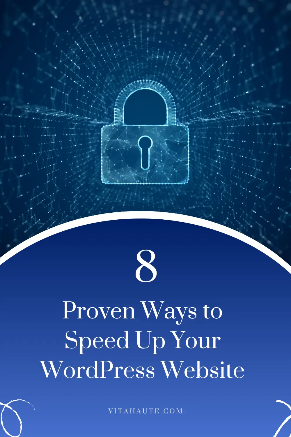 Pinterest graphic featuring tips for improving WordPress website speed and performance