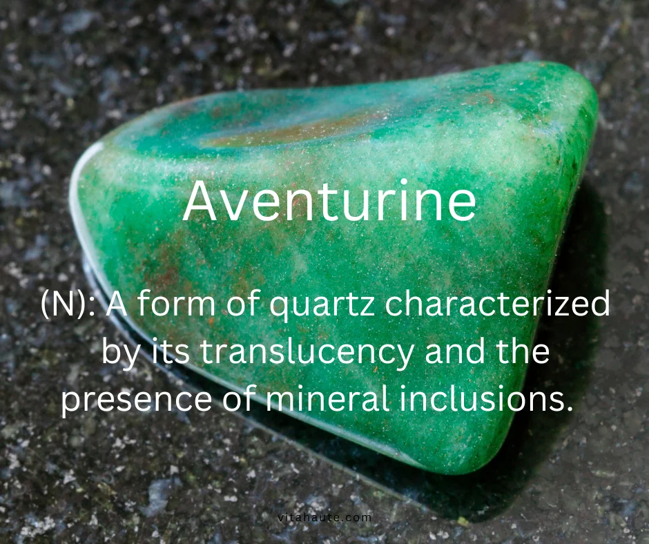 Green aventurine quartz with sparkling mineral inclusion