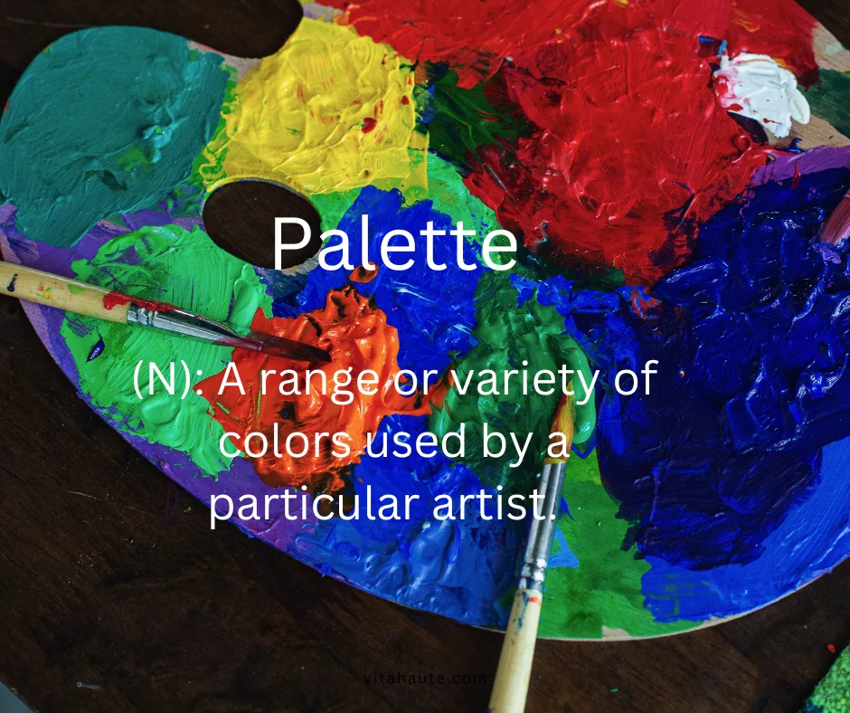Artist's palette covered with colorful paints
